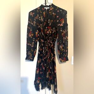 Derek Lam Red  and Orange Sheath Dress with Blouson Sleeves